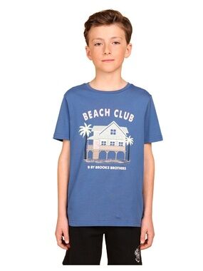 B By Brooks Brothers Big Boys Beach Club Graphic T-Shirt 100% Pima Cotton